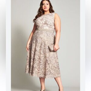 TADASHI SHOJI STROKER METALLIC A-LINE DRESS - PLUS SIZE 14
